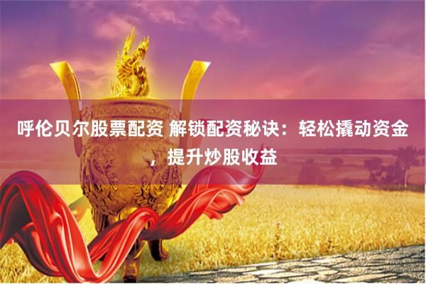 呼伦贝尔股票配资 解锁配资秘诀：轻松撬动资金，提升炒股收益